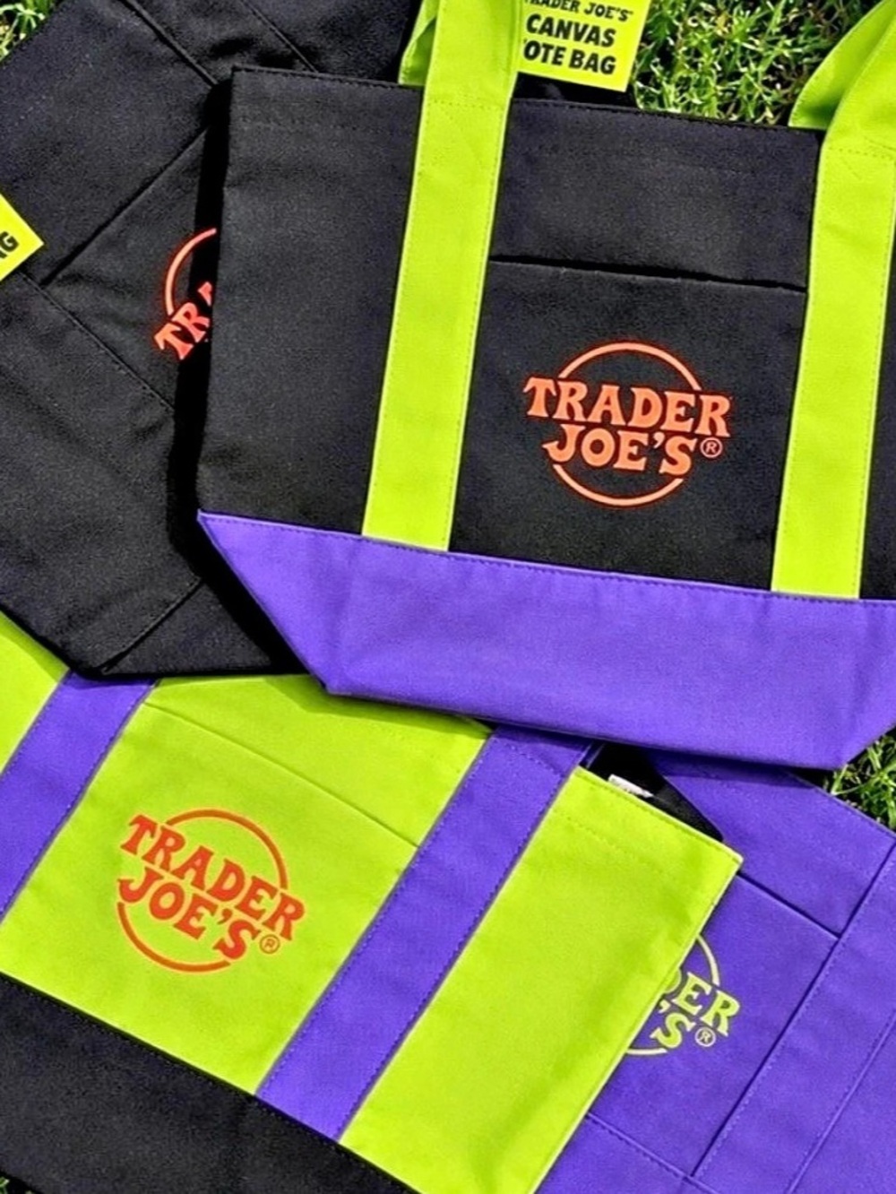 2026 Halloween Trader Joe's Trick-or-Treat Mini Canvas Tote Bags Set of 4 (1 eac